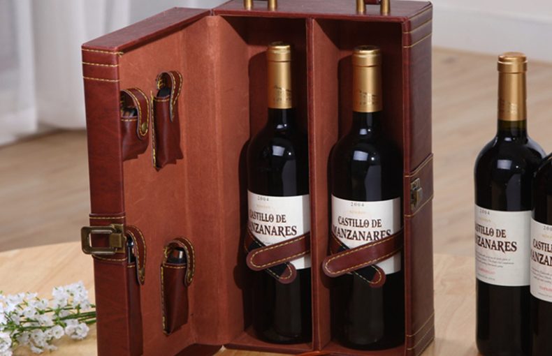 Double bottle of pu leather wine boxes