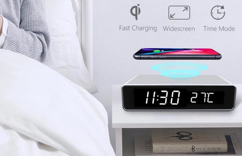 Digital Alarm Clock with 7.5W Qi Wireless Phone Charger