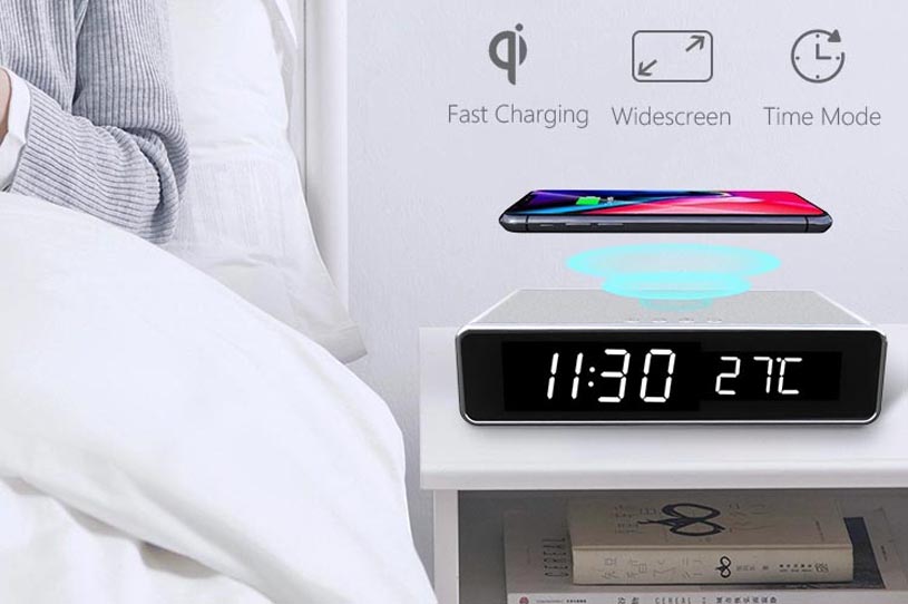 Digital Alarm Clock with 7.5W Qi Wireless Phone Charger