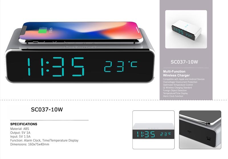 LED Digital Alarm Clock with Wireless Phone Charger for Convenience