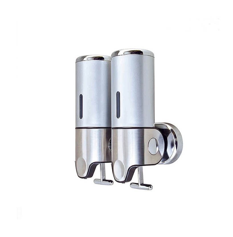 Stainless Steel Wall Mounted Soap Dispenser Double Head Pull Type Stylish 1 304 stainless steel double head wall mounted pull type soap dispenser