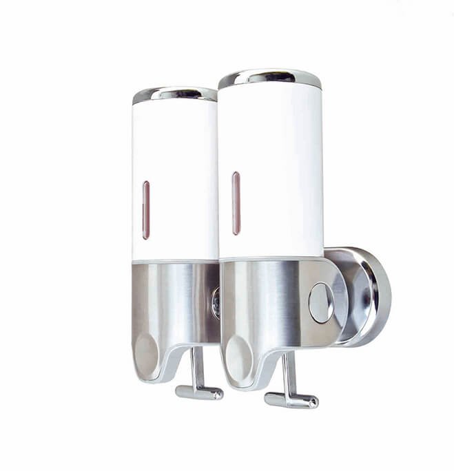 Stainless Steel Wall Mounted Soap Dispenser Double Head Pull Type Stylish 2 304 stainless steel double head wall mounted soap dispenser