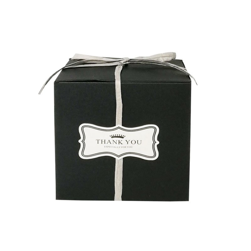 Candy Boxes: Empty Cardboard Gift Boxes with Ribbon for Packaging Bridesmaid Wedding 4 Black Empty Sweet Boxes