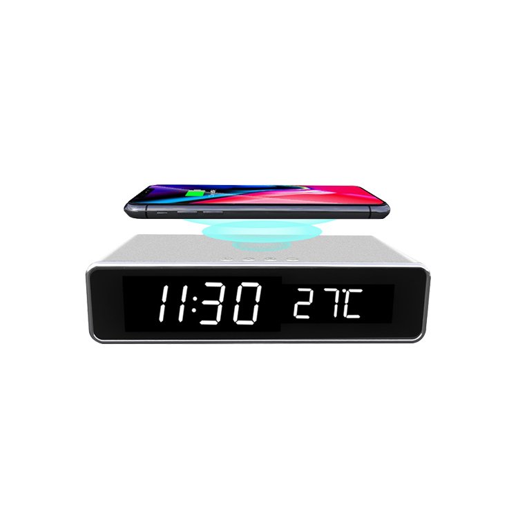 LED Digital Display Alarm Clock with 10W Qi Wireless Charger