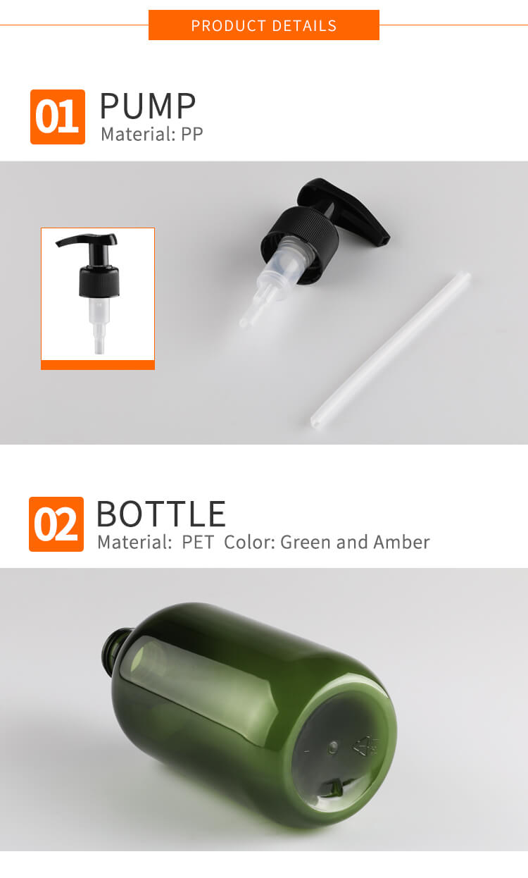 Durable 500ML PET Plastic Bottle for Hand Sanitizer Packaging 8 PET shampoo plastic bottle details