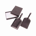 Personalized Black Leather Luggage Tag