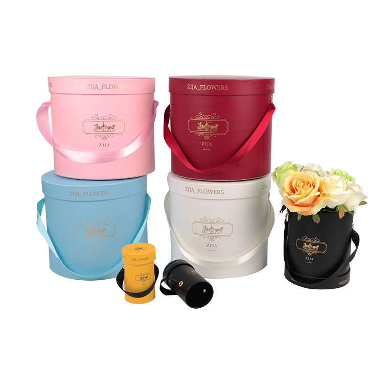 Dazzling Cardboard Flower Boxes Waterproof Square / Round with Ribbon 4 Round shape flower box