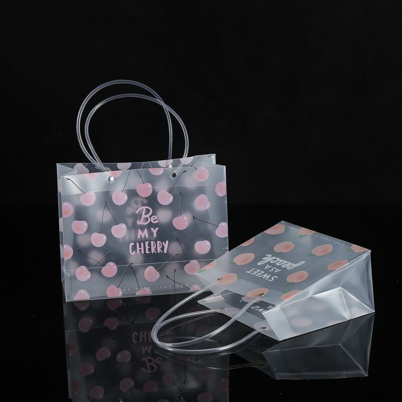 Shopping Bag Elegant Flowers Frosted Plastic Shopping Bag 3 flowers gusset frosted plastic shopping bag
