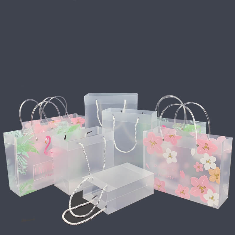 Shopping Bag Elegant Flowers Frosted Plastic Shopping Bag 4 plastic shopping bag