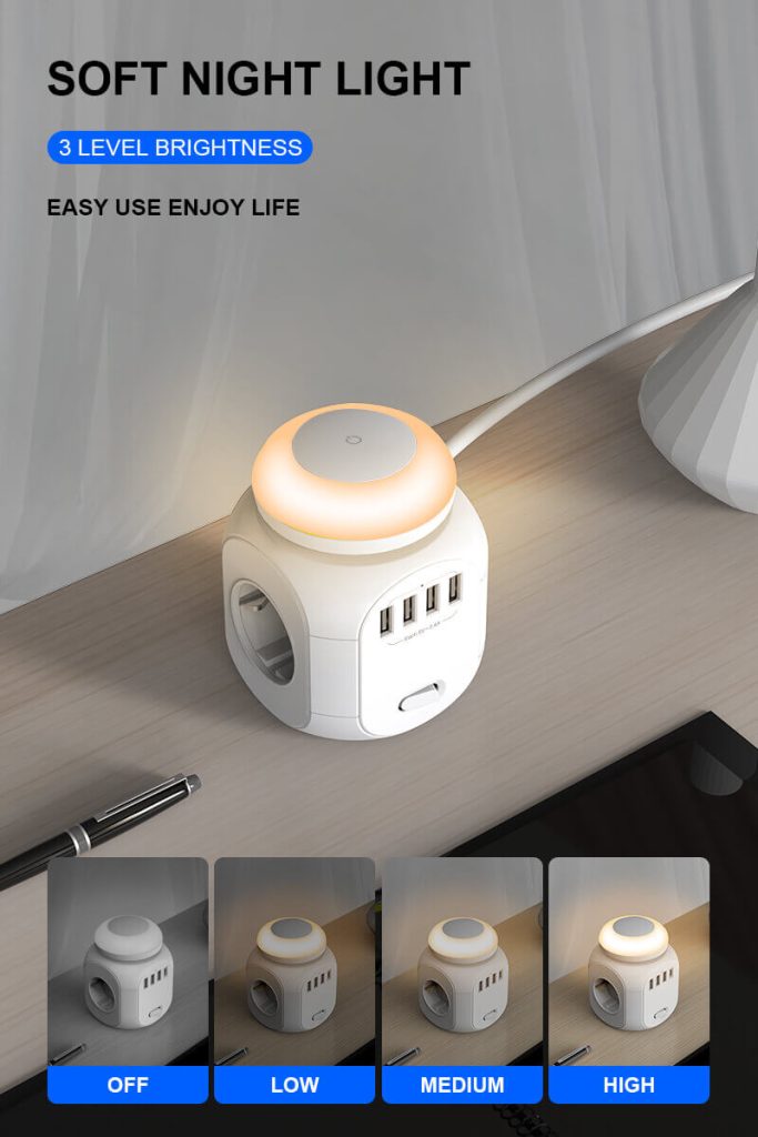 Thoughtful Corporate Gifts: 9 Ideas for Your Coworkers and Customers 4 socket 4 way outlet 4USB charging port with night light