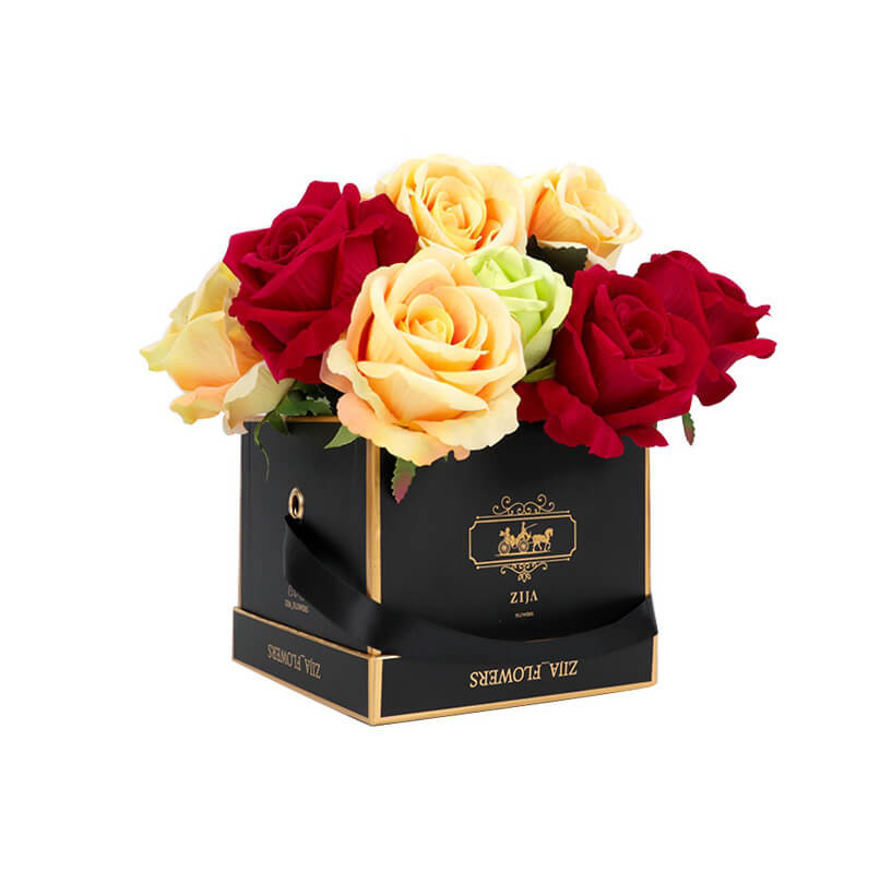 Dazzling Cardboard Flower Boxes Waterproof Square / Round with Ribbon 1 square hat cardboard flower boxes