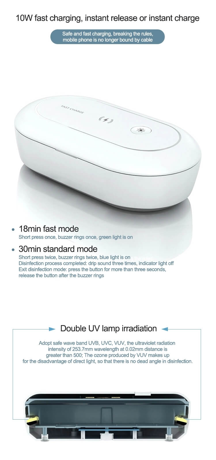 Advanced 10W UV Light Sterilizer with Wireless Charging Box Sanitize Phones, Masks, and Keys 11 uv sanitizer lamp-giftdonna