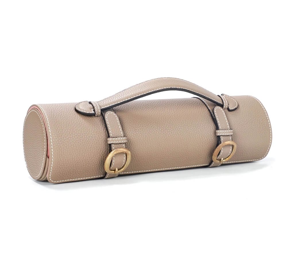 Stylish Round Genuine Leather Wine Bottle Case with Handle 5 wine carrier