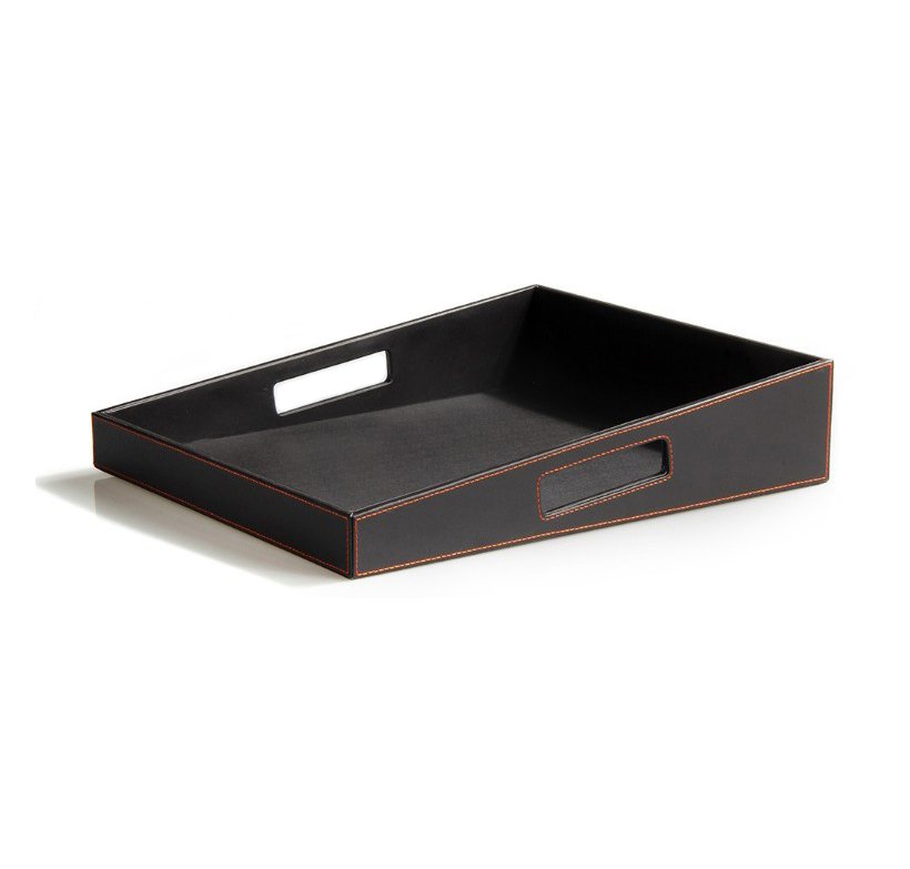 Hotel-Style Faux Leather Tea Tray for Stylish Serving and Decor 1 Hotel-Style Faux Leather Tea Tray for Stylish Serving