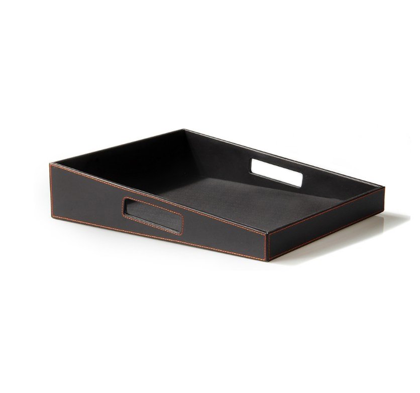 Hotel-Style Faux Leather Tea Tray for Stylish Serving and Decor 3 Hotel room imitation leather tray serving tray