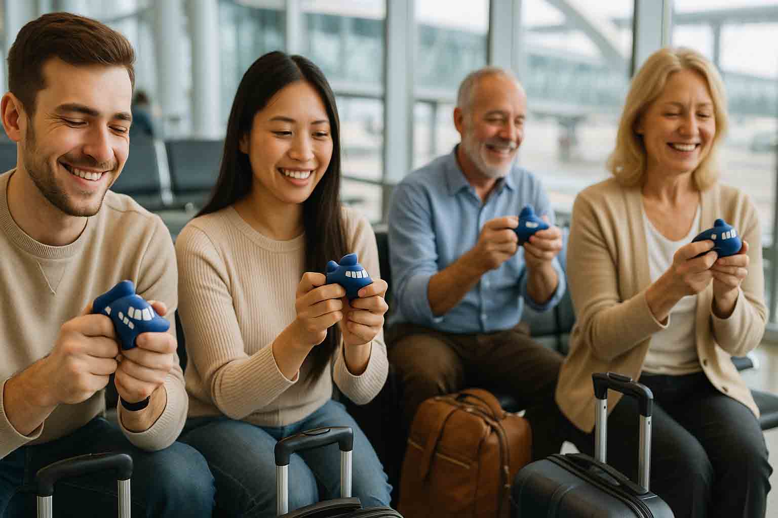 Stress Ball Symphony: Elevate Your Brand with Cartoon Airplane Bliss 2 Cartoon Airplane Stress Ball brings fun to people waiting for their flight
