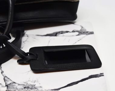 Black Leather Luggage Tag Custom