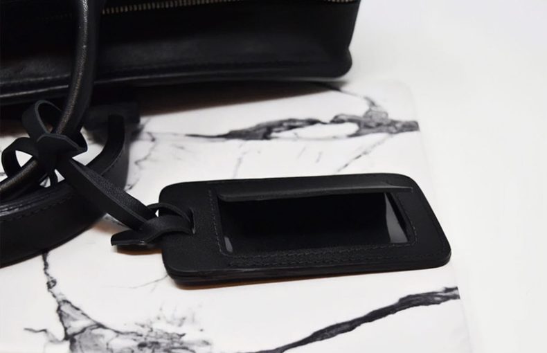 Black Leather Luggage Tag Custom