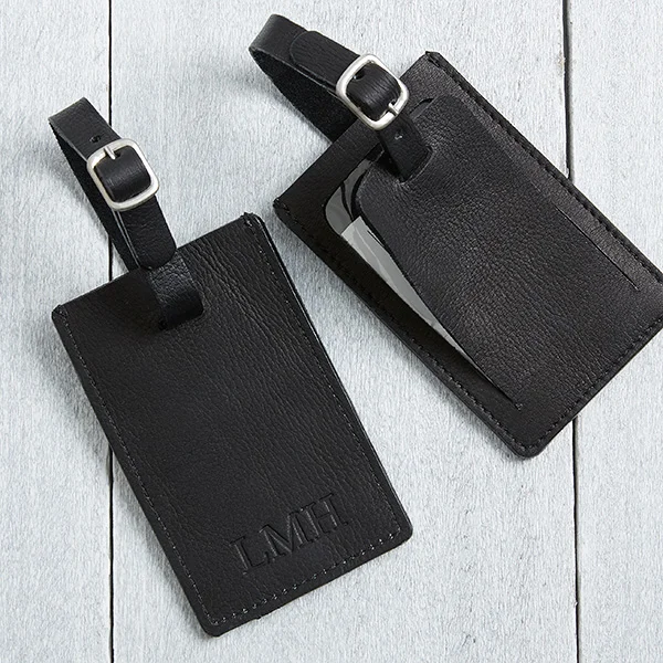 Black Leather Luggage Tag Custom The Perfect Gift for Corporate Travelers