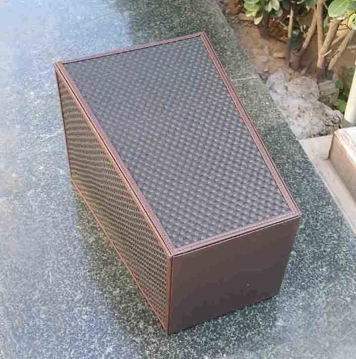 Classic Brown Leather Trash Bin