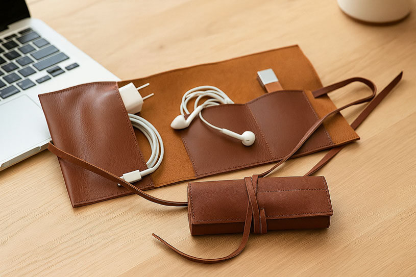 Leather Charger Roll Up Solves High End Corporate Gifting