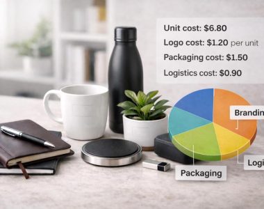 Custom corporate gift cost comparison showing real unit and branding expenses