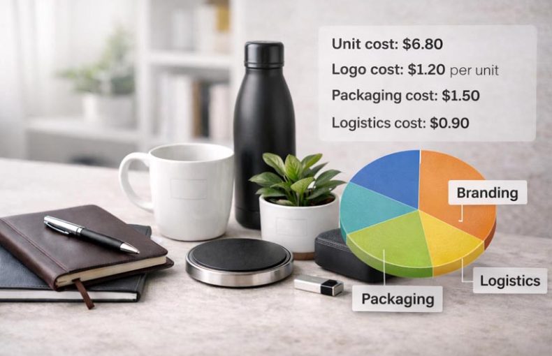Custom corporate gift cost comparison showing real unit and branding expenses