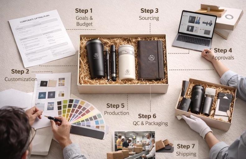 Custom corporate gift process visualized step by step