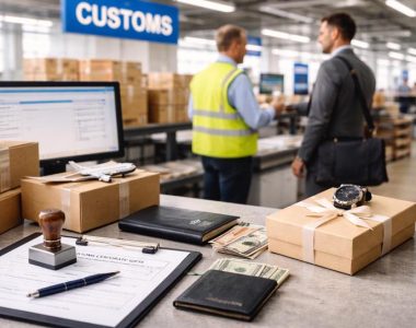 Customs clearance for custom corporate gifts in an active customs inspection area