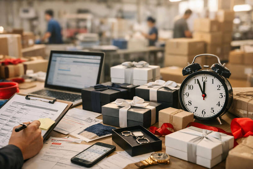 Tight event deadlines in custom gift production amid final stages of project execution