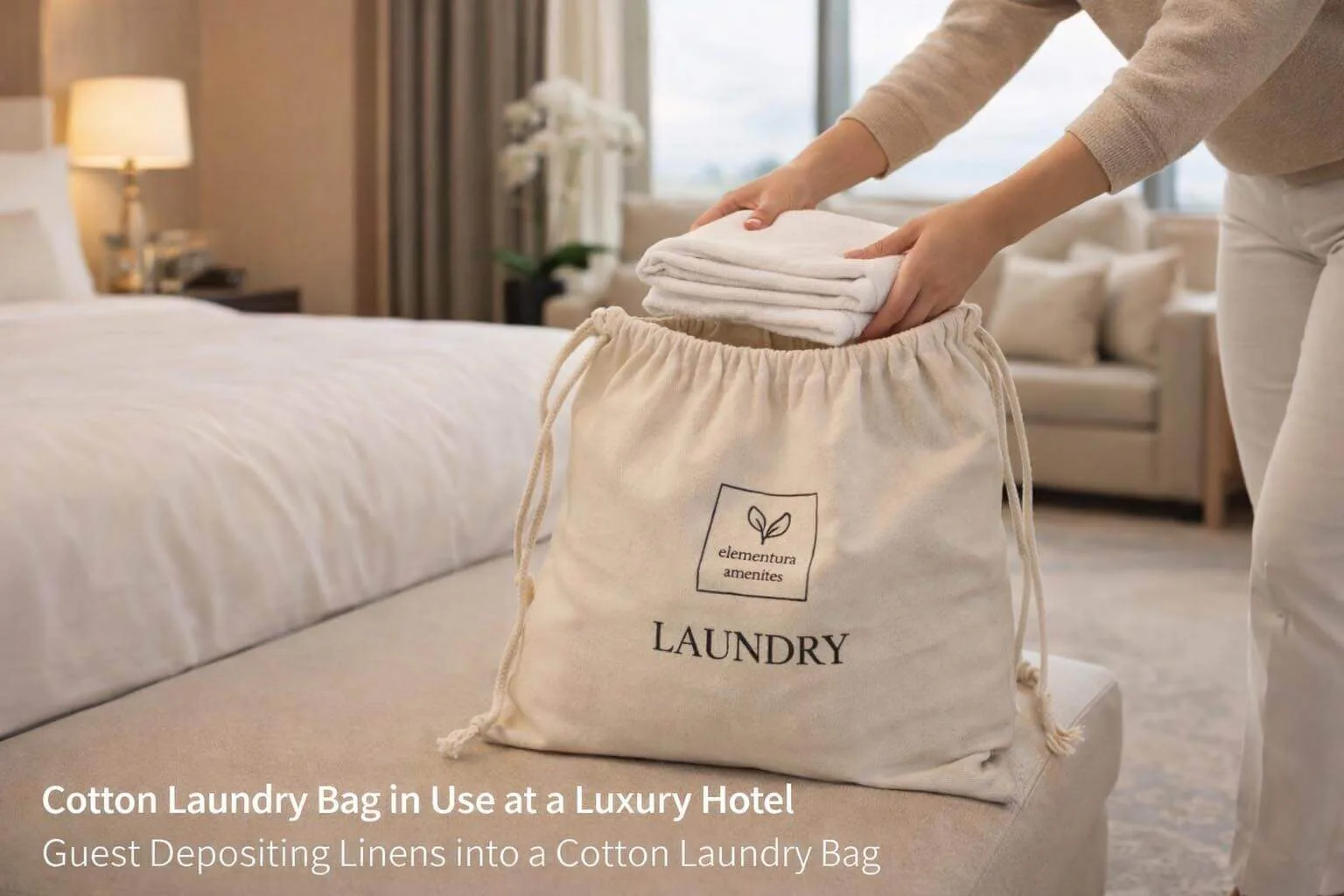 Cotton Laundry Bag Used in Hotel Guest Room Laundry Service