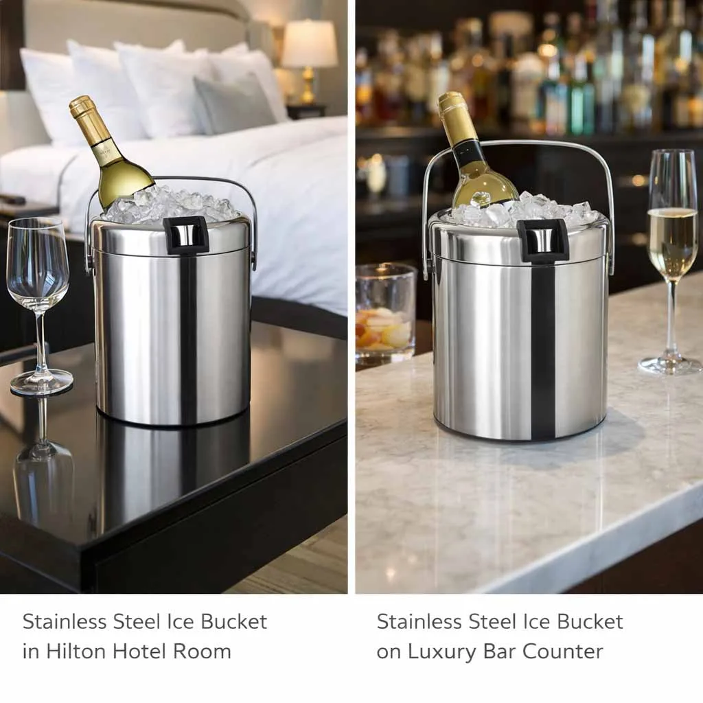 Stainless Steel Ice Bucket for Hotel Guest Room Service