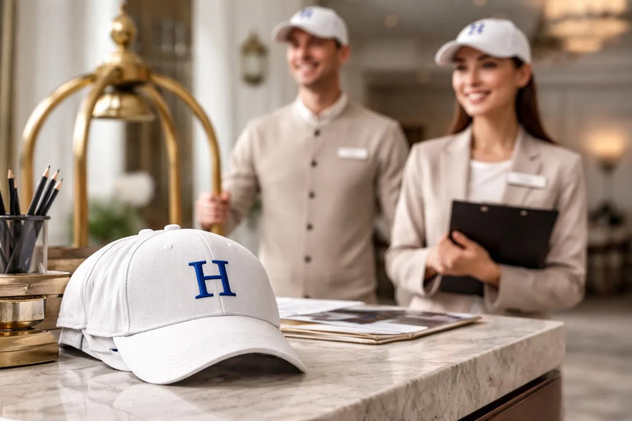Cotton Baseball Cap for Hotel Staff Uniform and Corporate Branding Scene