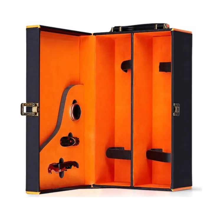 Leather Wine Box Custom Luxury Wine Gift Box for Corporate Gifts Powerful Presentation 2 Double Bottle Leather Wine Box - Giftdonna