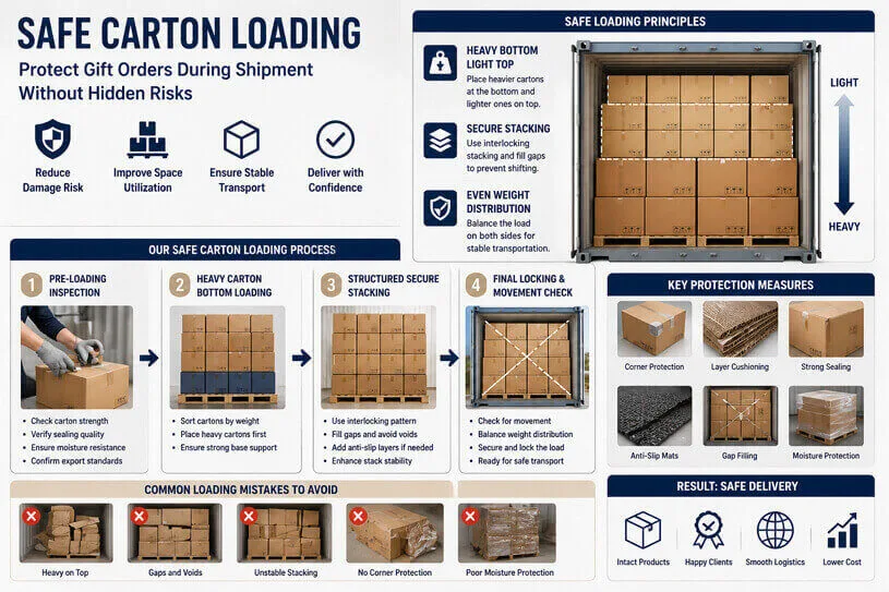 Safe Carton Loading Infographic Shipment Protection Process