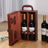 Double bottle of leather wine boxes show