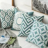 Green Embroidery Sofa Pillows